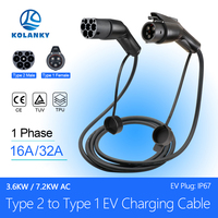 Câble de charge EV portable pour voitures hybrides, pleine longueur, 32A, 7,2 KW, Vope2 vers Vope1, PHEV, 3.5 m, 4m, stations de développement public 1
